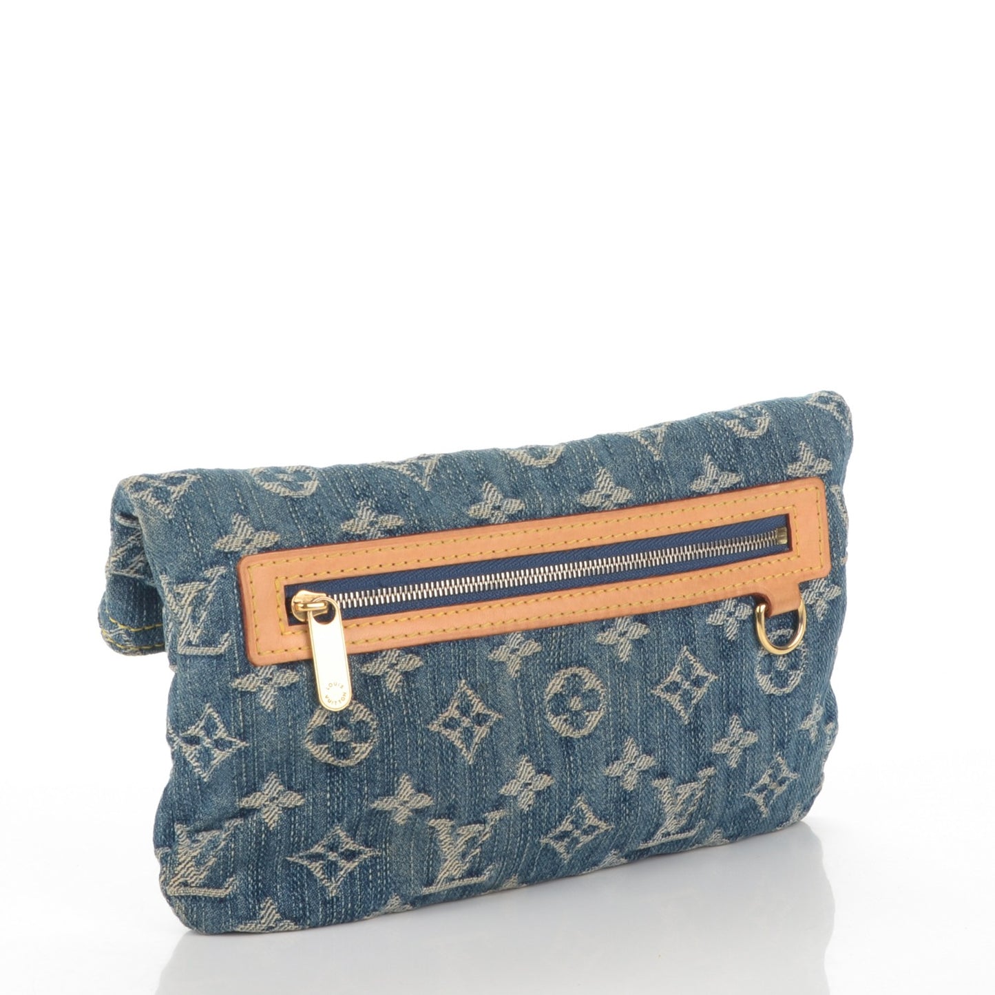 Monogram Denim Pochette Plat Clutch Blue
