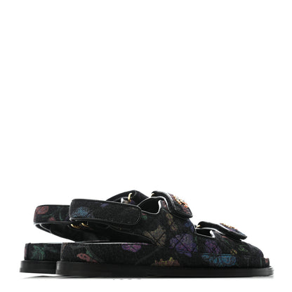Chanel Denim Quilted Dad Sandals 36 Black Multicolor 3 of 6