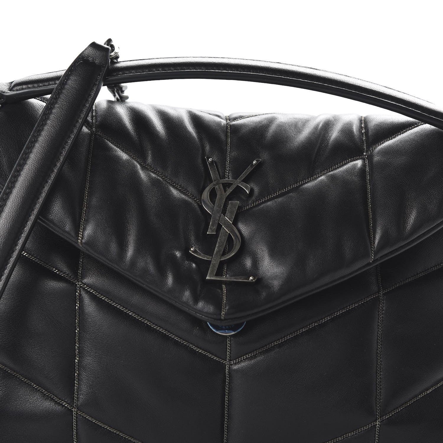 Saint Laurent Lambskin Quilted Small Loulou Puffer Monogram Chain Satchel Black 8 of 8