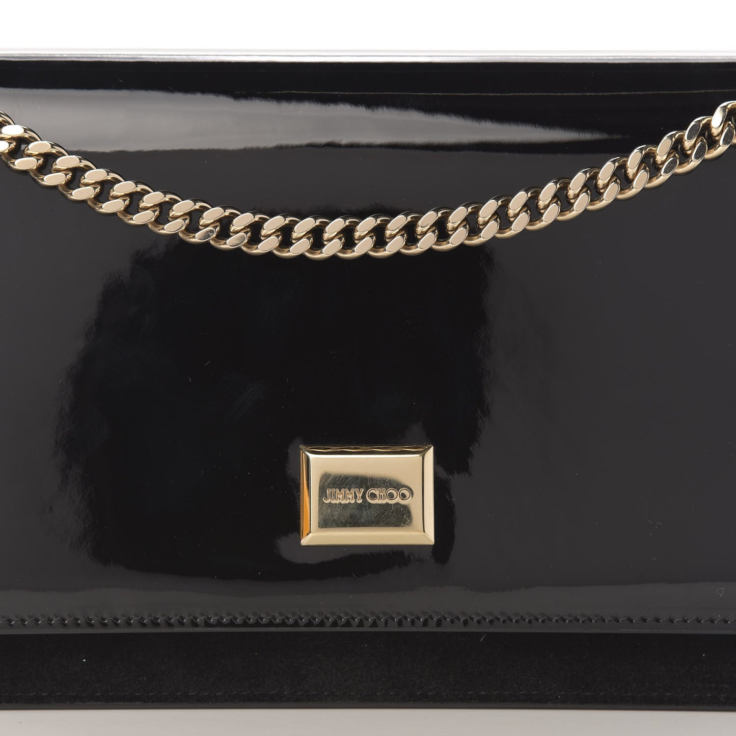 Patent Lizzie Clutch Black
