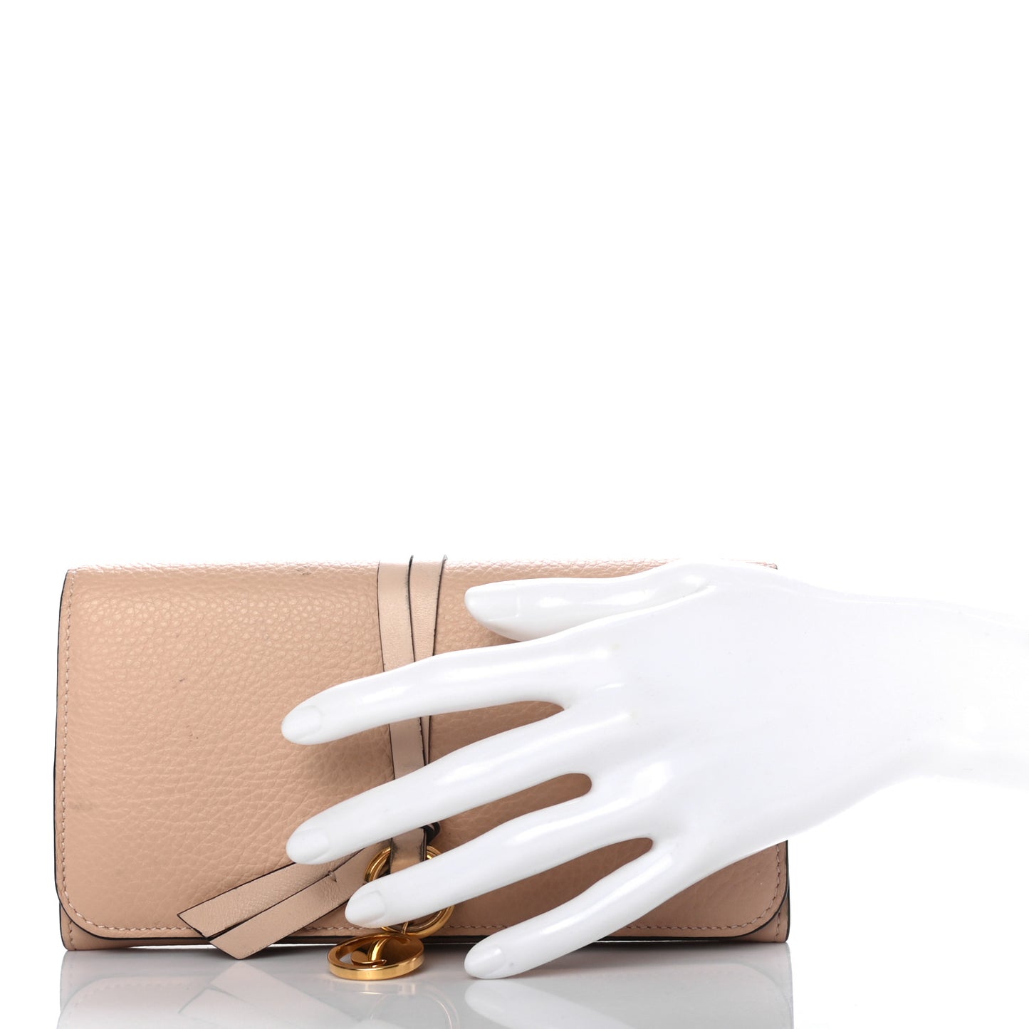 Calfskin Alphabet Long Wallet Blush Nude