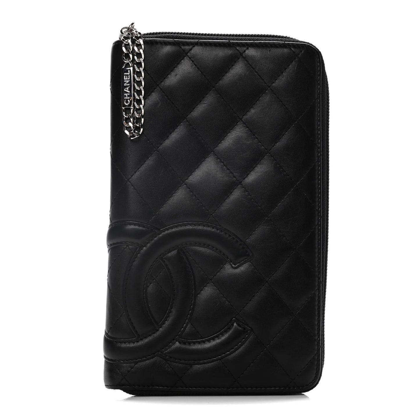 Calfskin Cambon Zip Around Organizer Wallet Black