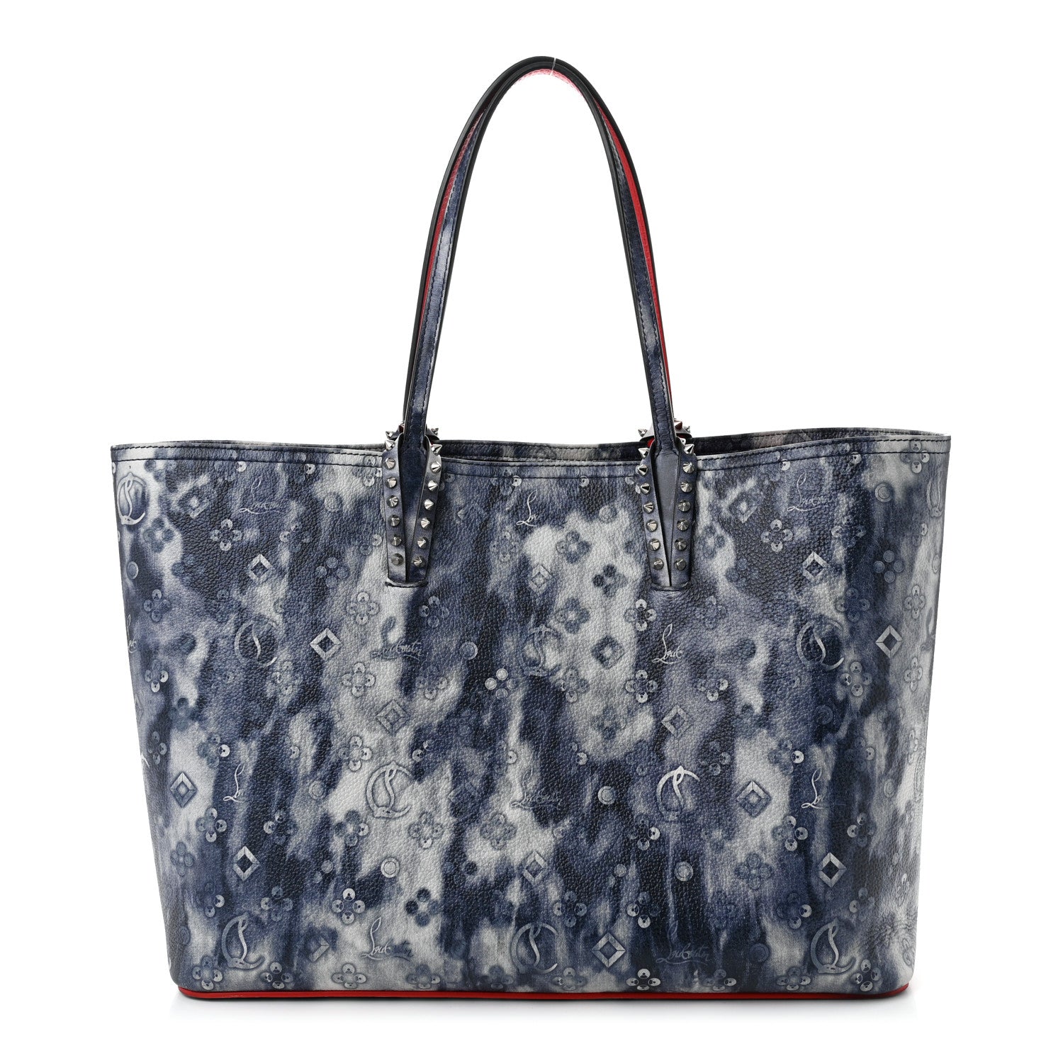 Christian Louboutin Metallic Calfskin Tie Dye Spikes East West Cabata Tote Blue Multicolor 1 of 10