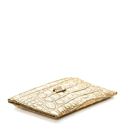 Chanel Metallic Calfskin Crocodile Embossed Cocodile Card Holder Gold 4 of 7