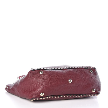 Valentino Garavani Pebbled Calfskin Medium Rockstud Tote Cremisi 4 of 10