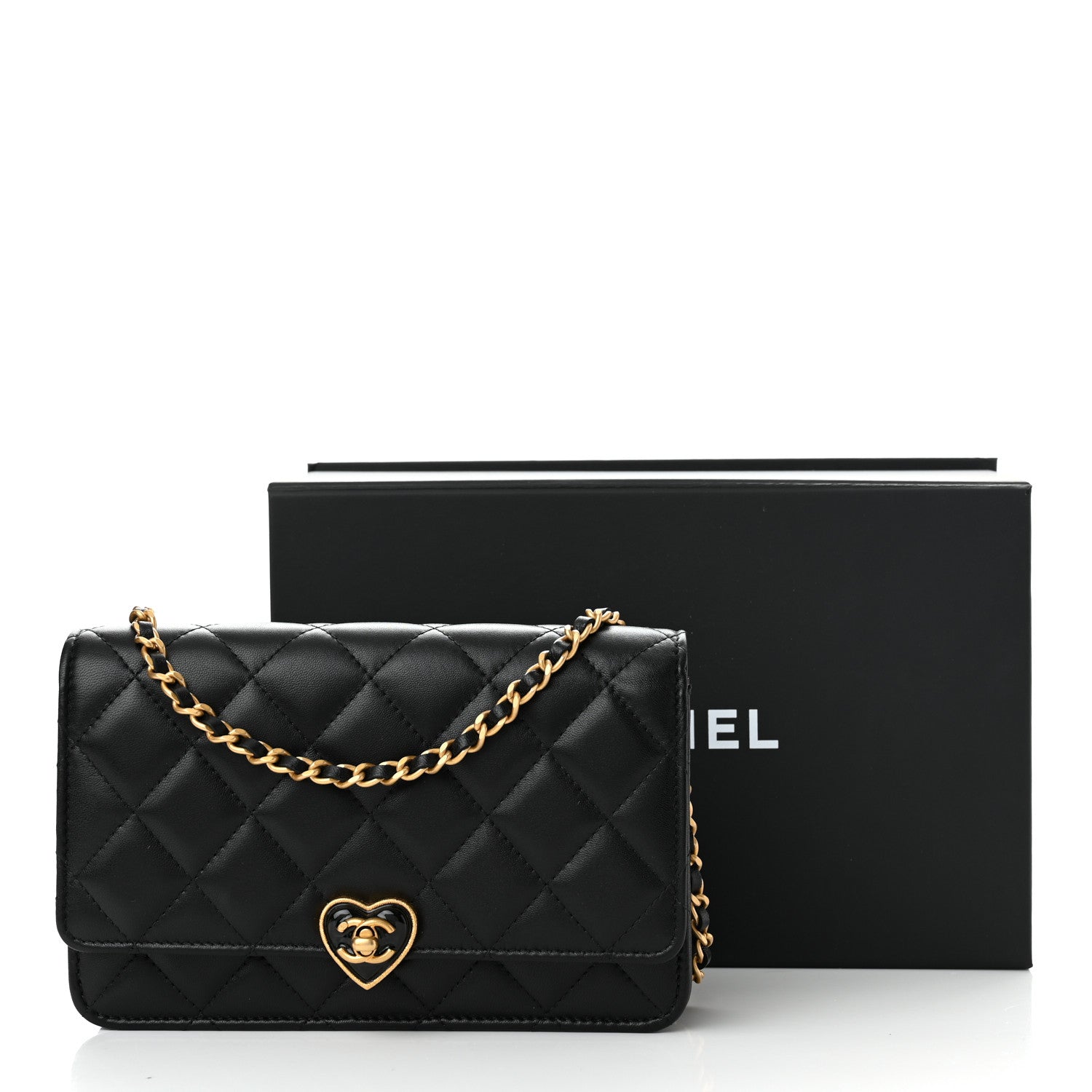 Chanel Lambskin Plexiglass Quilted Coco Love Wallet On Chain WOC Black 12 of 12