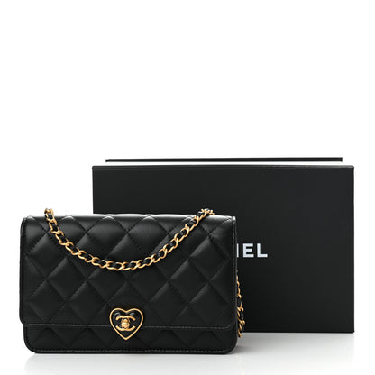 Chanel Lambskin Plexiglass Quilted Coco Love Wallet On Chain WOC Black 12 of 12