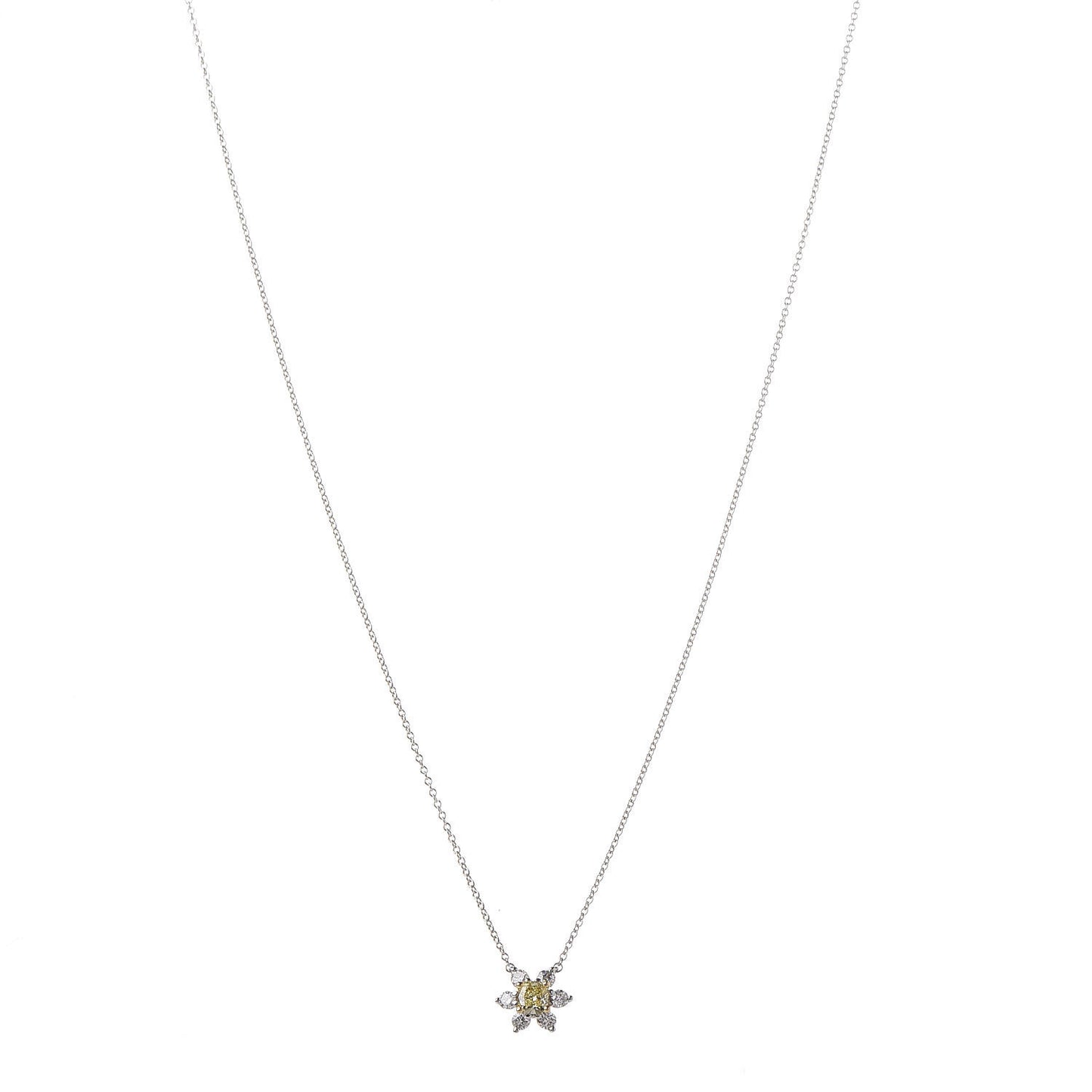 Platinum 18K Yellow Gold Diamond Fancy Yellow Diamond Buttercup Necklace