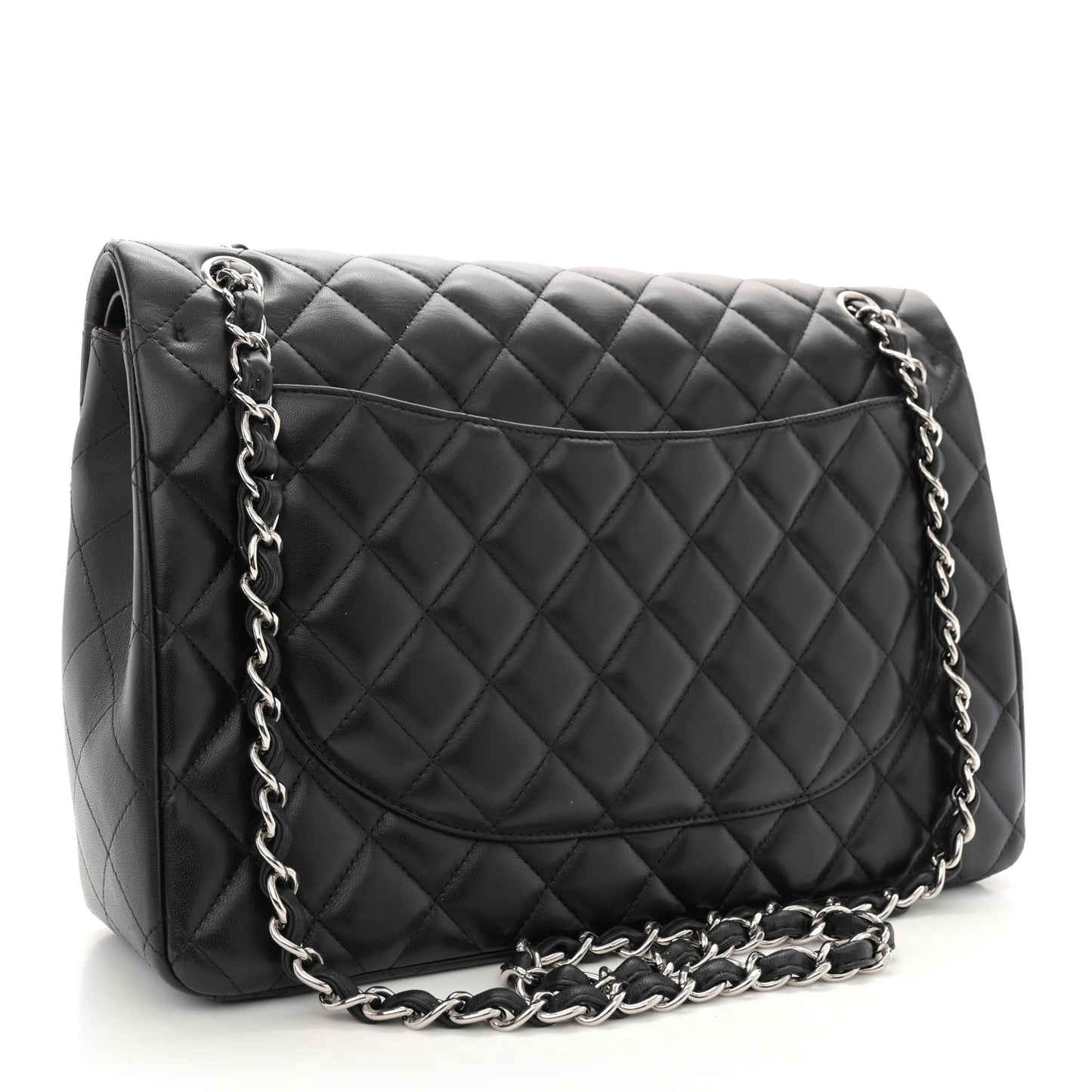 Lambskin Quilted Maxi Double Flap Black