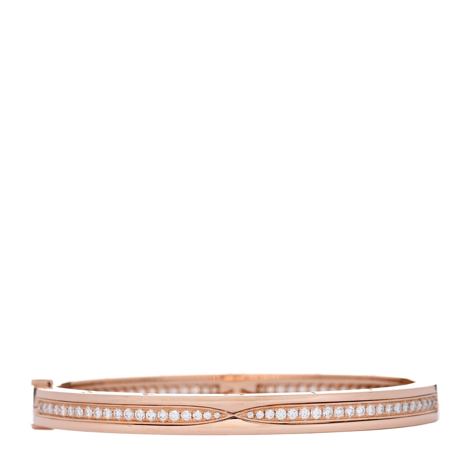 Bulgari 18K Rose Gold Diamond B.Zero1 Pave Bangle Bracelet S 1 of 4