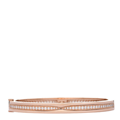 Bulgari 18K Rose Gold Diamond B.Zero1 Pave Bangle Bracelet S 1 of 4