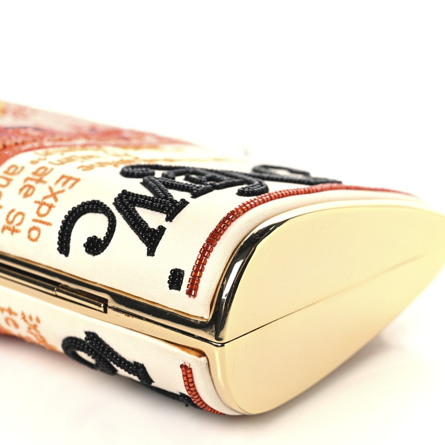 Satin Sequin Embroidered The Mag Bag Clutch Orange Multicolor