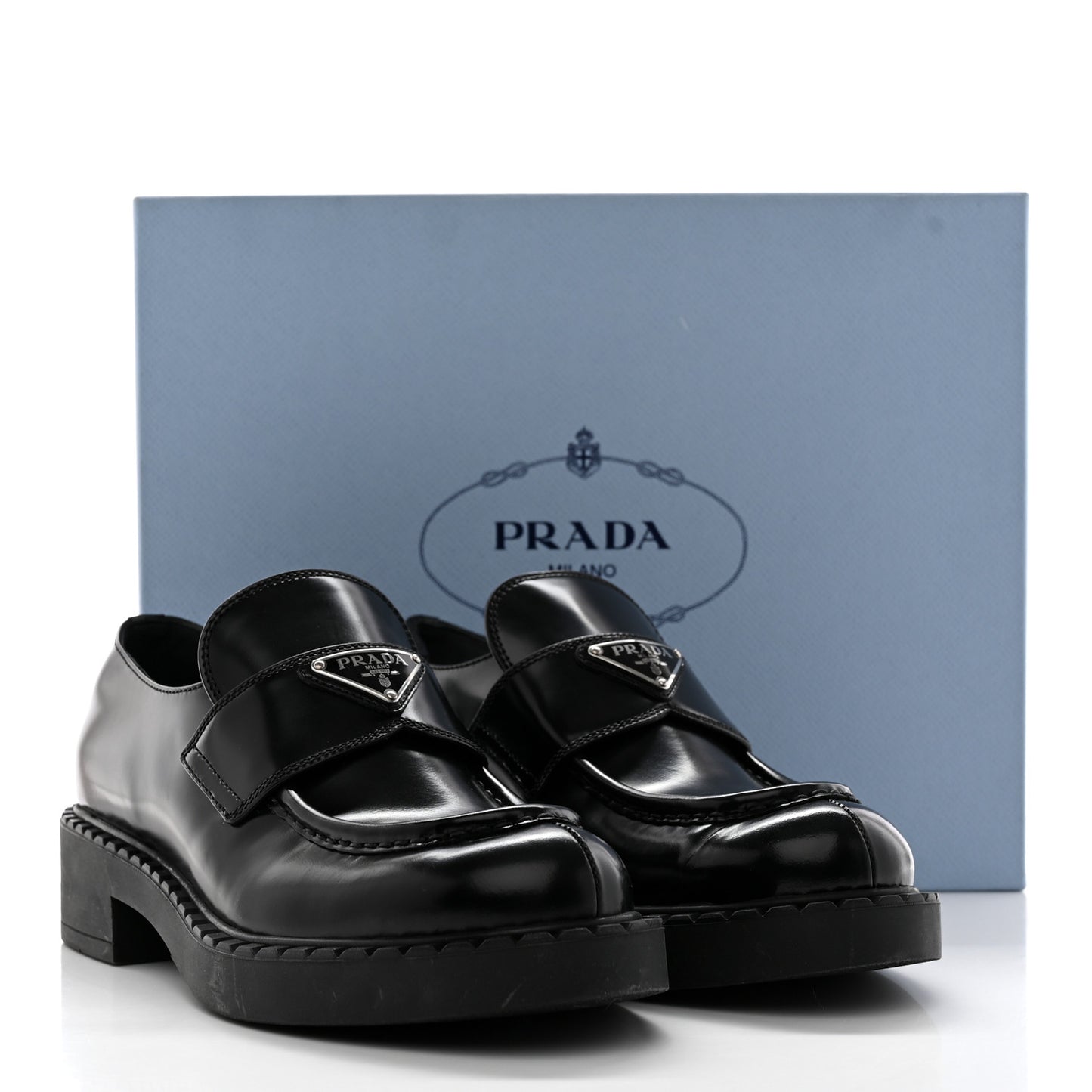Spazzolato Metal Triangle Logo 50mm Loafers 40 Black
