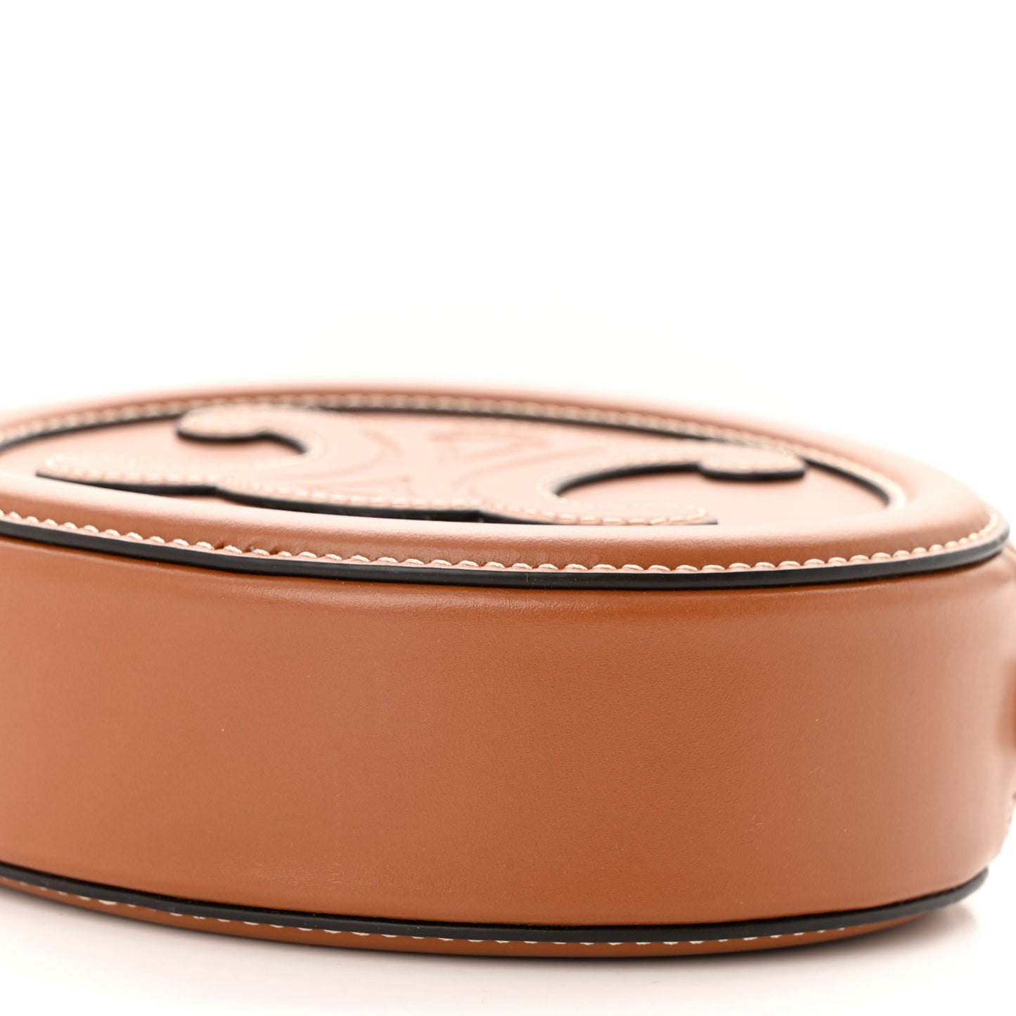 Smooth Calfskin Cuir Small Triomphe Oval Crossbody Purse Tan