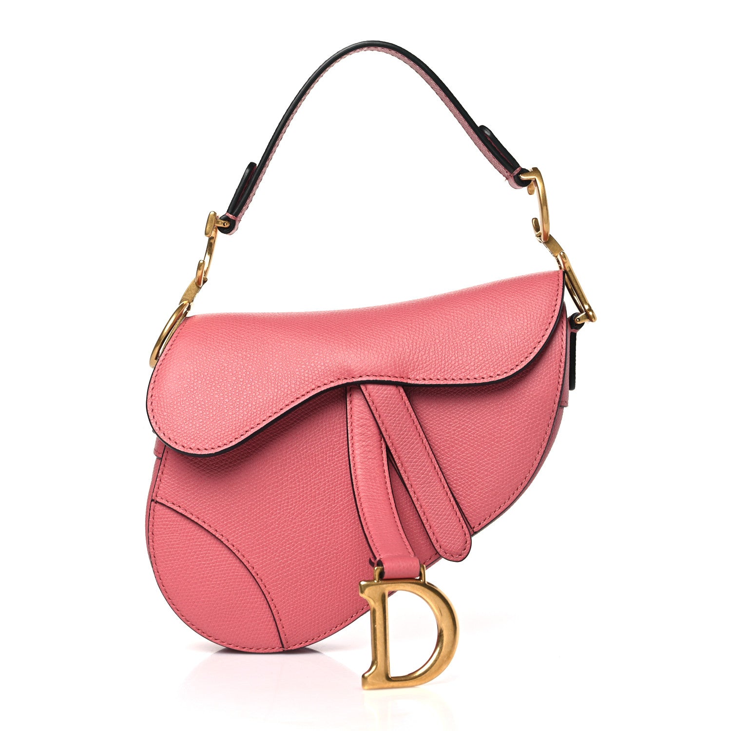 Christian Dior Grained Calfskin Mini Saddle Bag Pink 1 of 10