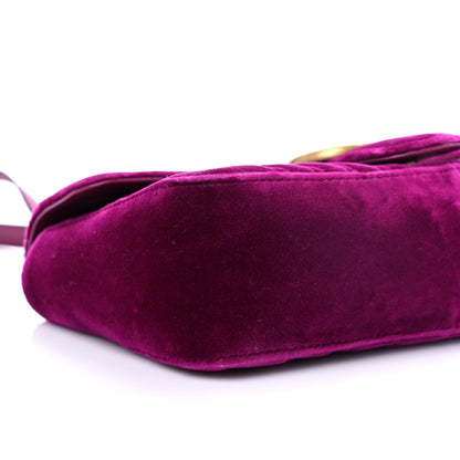 Gucci Velvet Matelasse Small GG Marmont Shoulder Bag Fuchsia Violet Cyclamen 9 of 10
