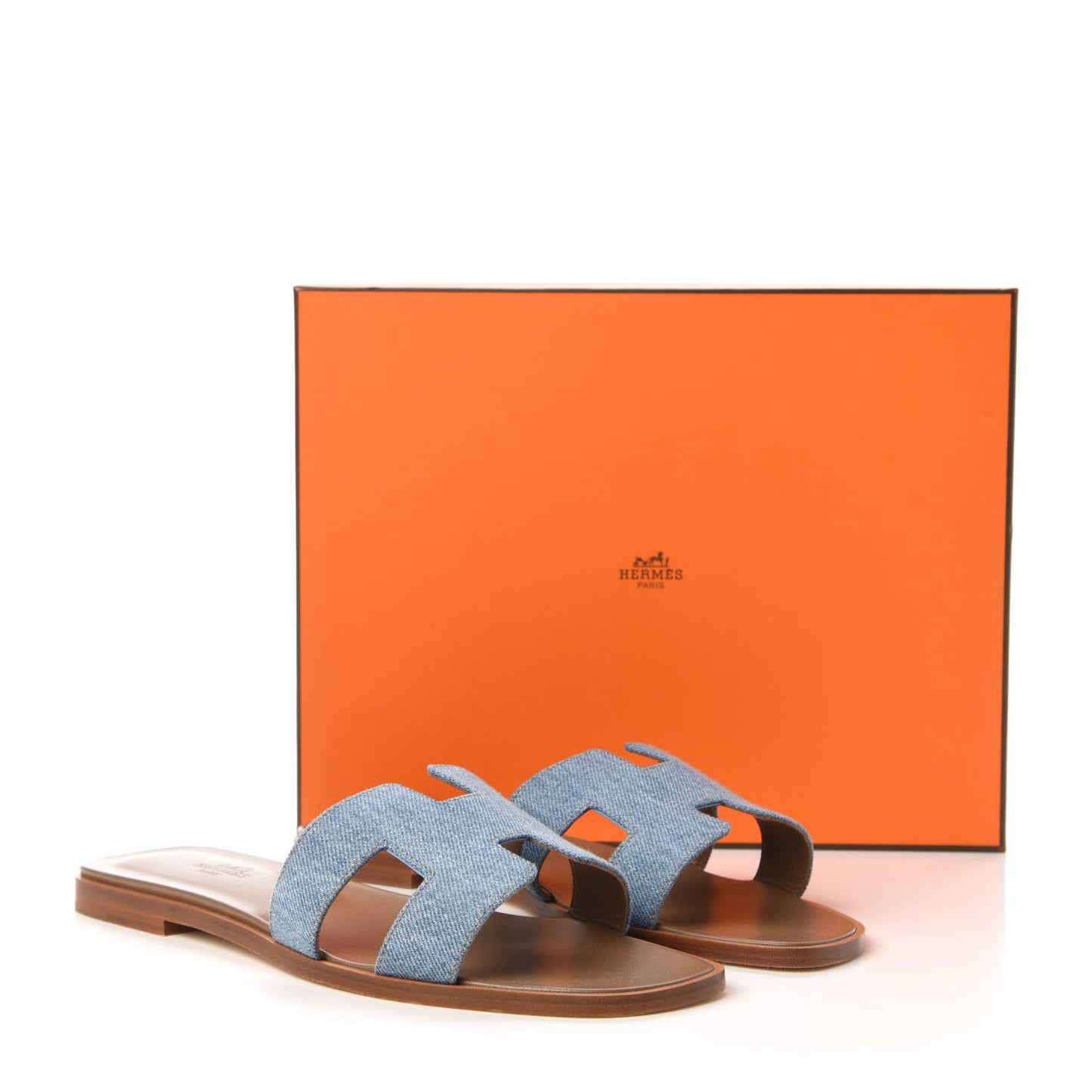Denim Canvas Oran Sandals 39 Bleu Clair