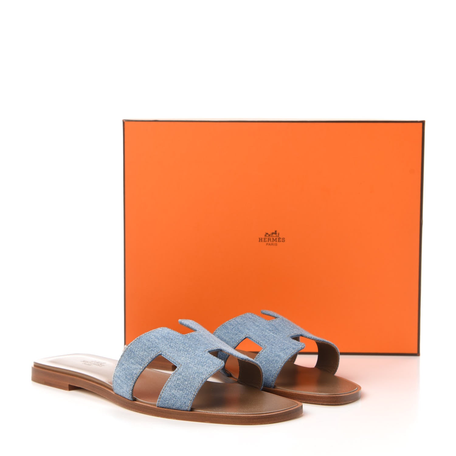 Hermes Denim Canvas Oran Sandals 39 Bleu Clair 9 of 9