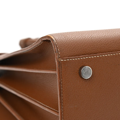 Saint Laurent Grained Calfskin Topstitch Small Sac De Jour Cognac 10 of 12