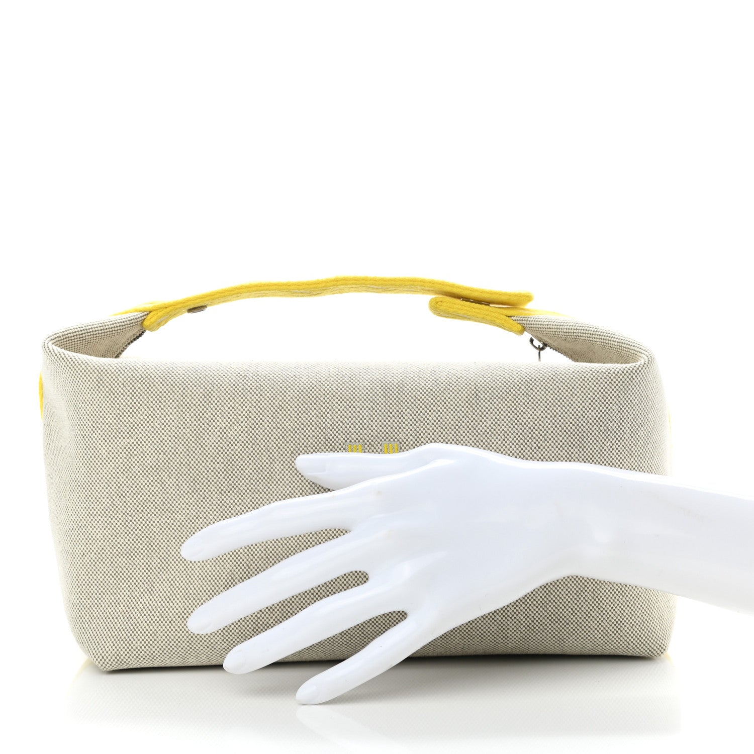Hermes Canvas Large Bride-A-Brac Pouch Jaune Citron 2 of 7