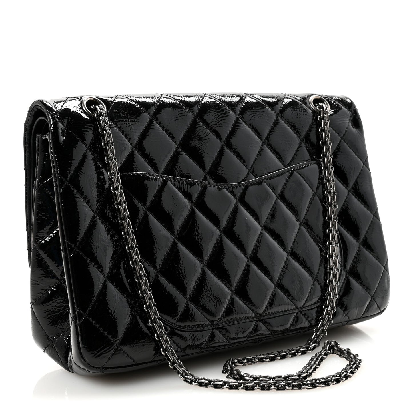 Distressed Patent Quilted 2.55 Reissue 227 Flap Black