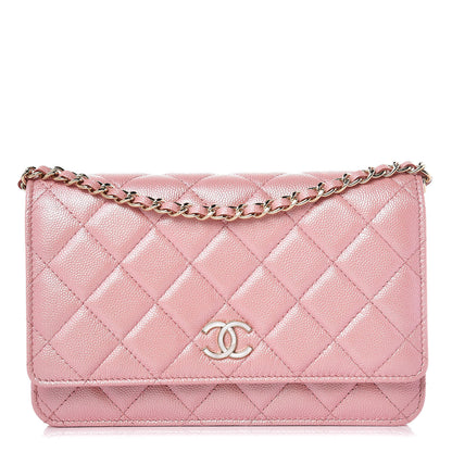 Chanel Iridescent Caviar Quilted Wallet on Chain WOC Rose Pink 1 of 9