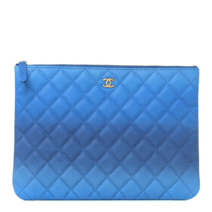 Chanel Caviar Ombre Medium Cosmetic Case Blue 1 of 10