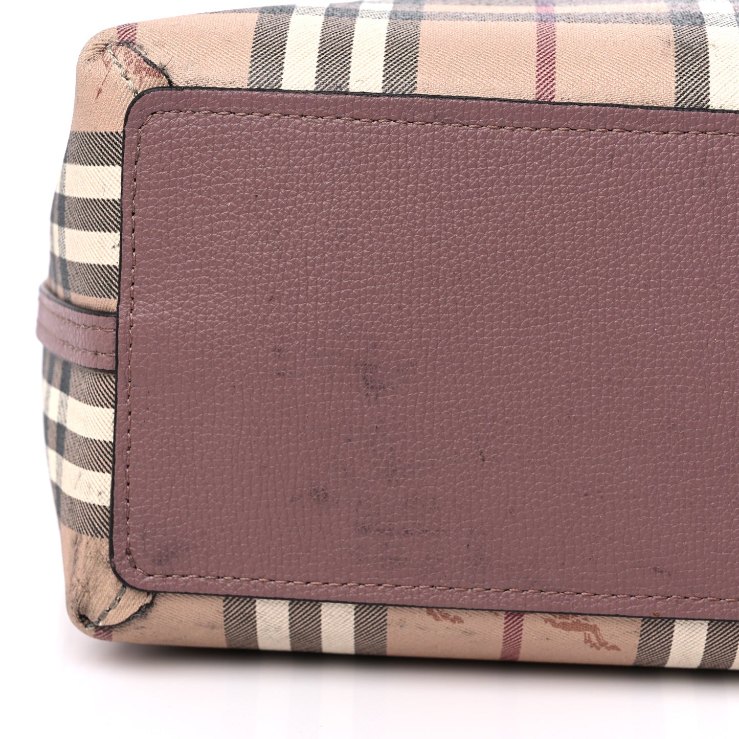 Grainy Calfskin Haymarket Check Medium Reversible Tote Dusty Pink