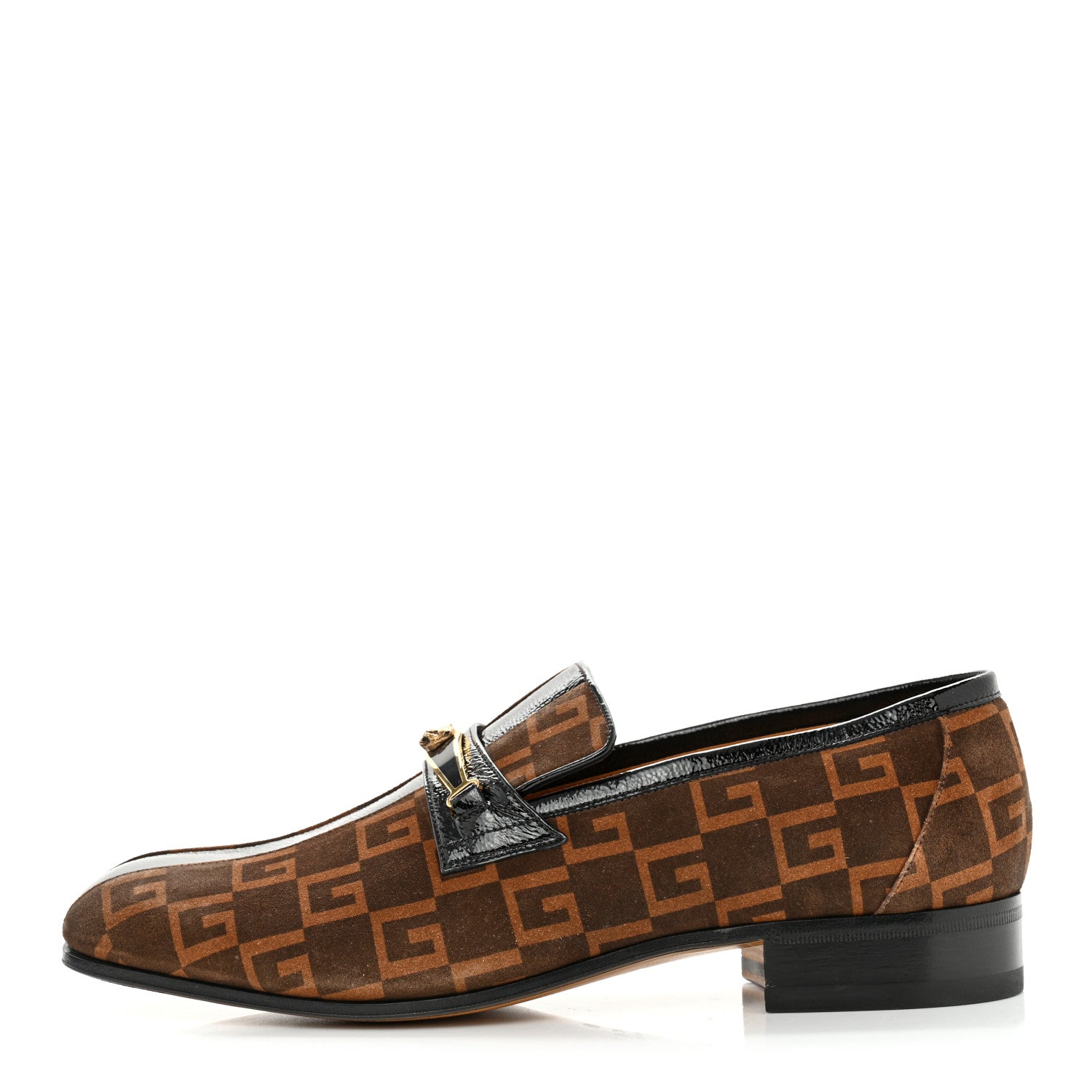 Gucci Vernice Naplack Suede Mens Square G Loafers 9 Black Sigaro 1 of 13