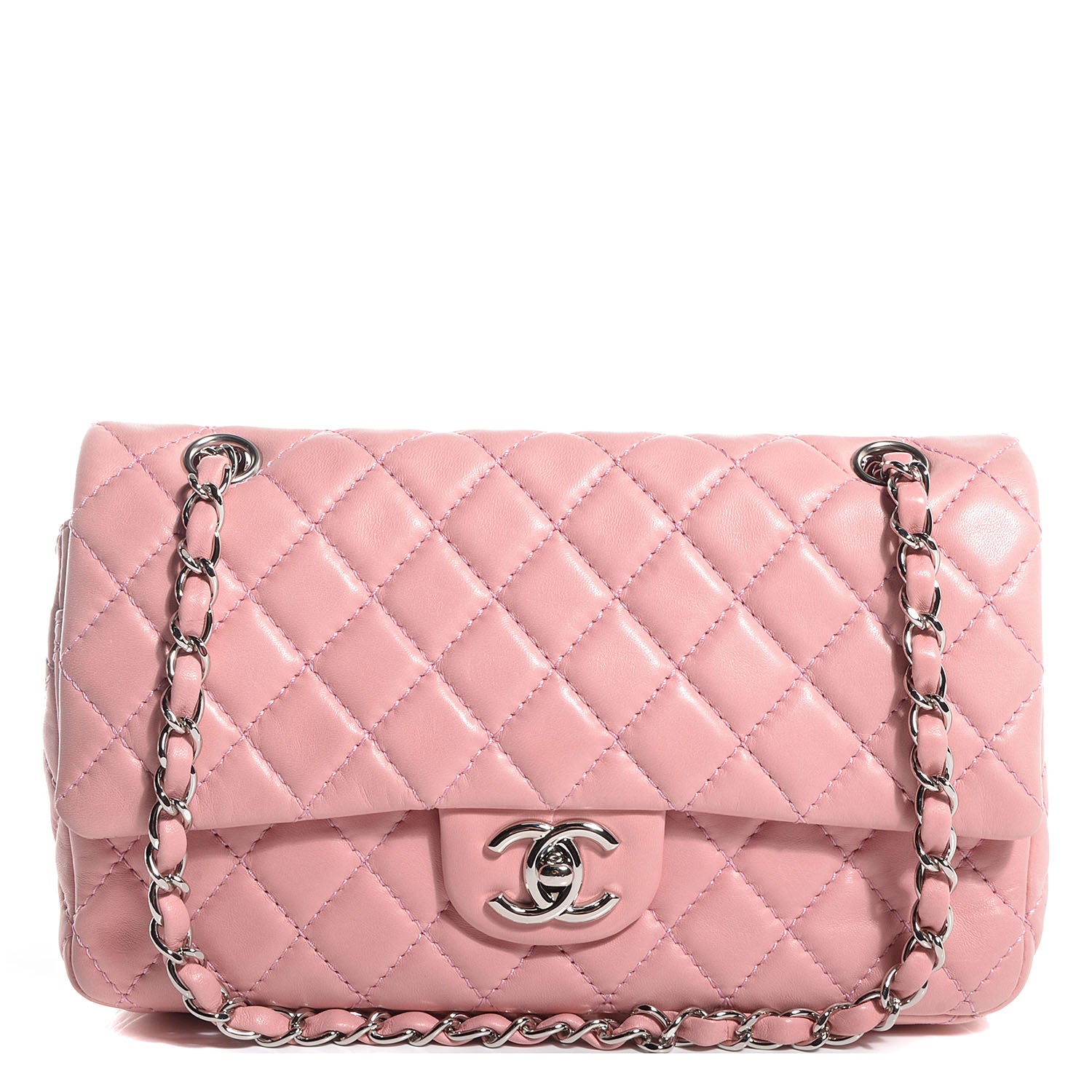 Chanel Lambskin Medium Double Flap Pink 1 of 8
