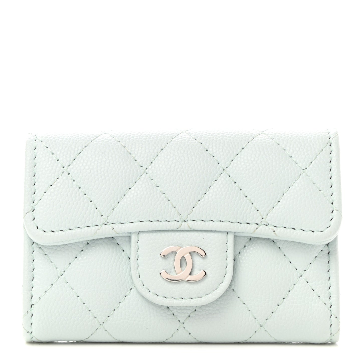 Caviar Quilted Classic 4 Key Holder Wallet Light Blue