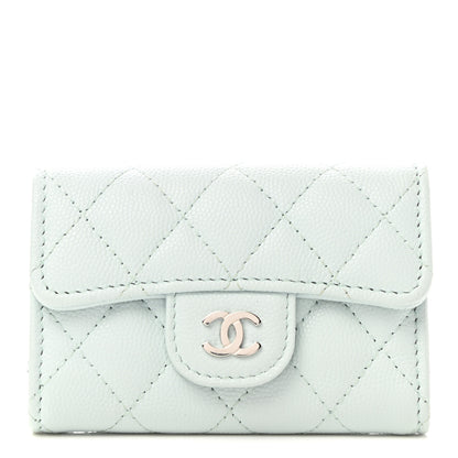 Chanel Caviar Quilted Classic 4 Key Holder Wallet Light Blue 1 of 8