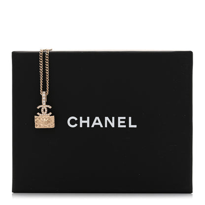 Chanel Metal Crystal Quilted Flap Bag Necklace Gold 6 of 6
