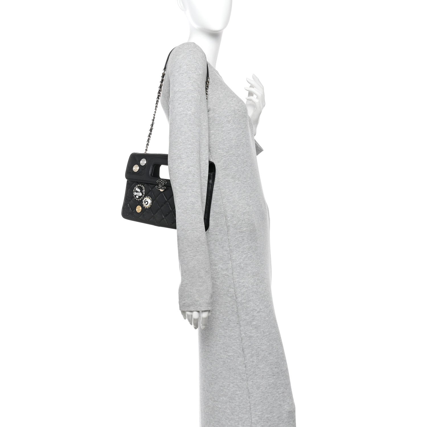 Chanel Aged Calfskin Charms Flap Bag Black 2 of 10