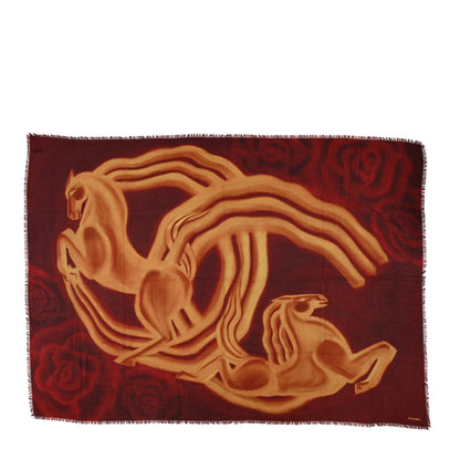 Chanel Cashmere CC Horse Scarf Red 2 of 3