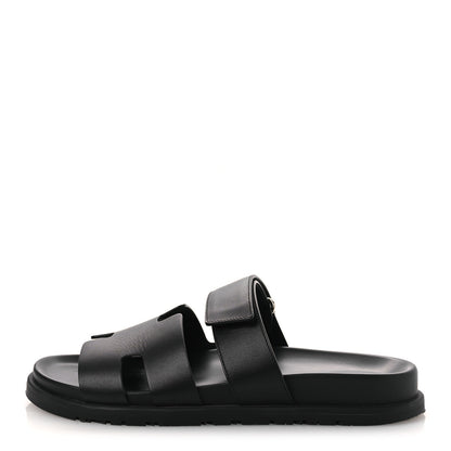 Hermes Calfskin Womens Chypre Sandals 40 Black 1 of 13