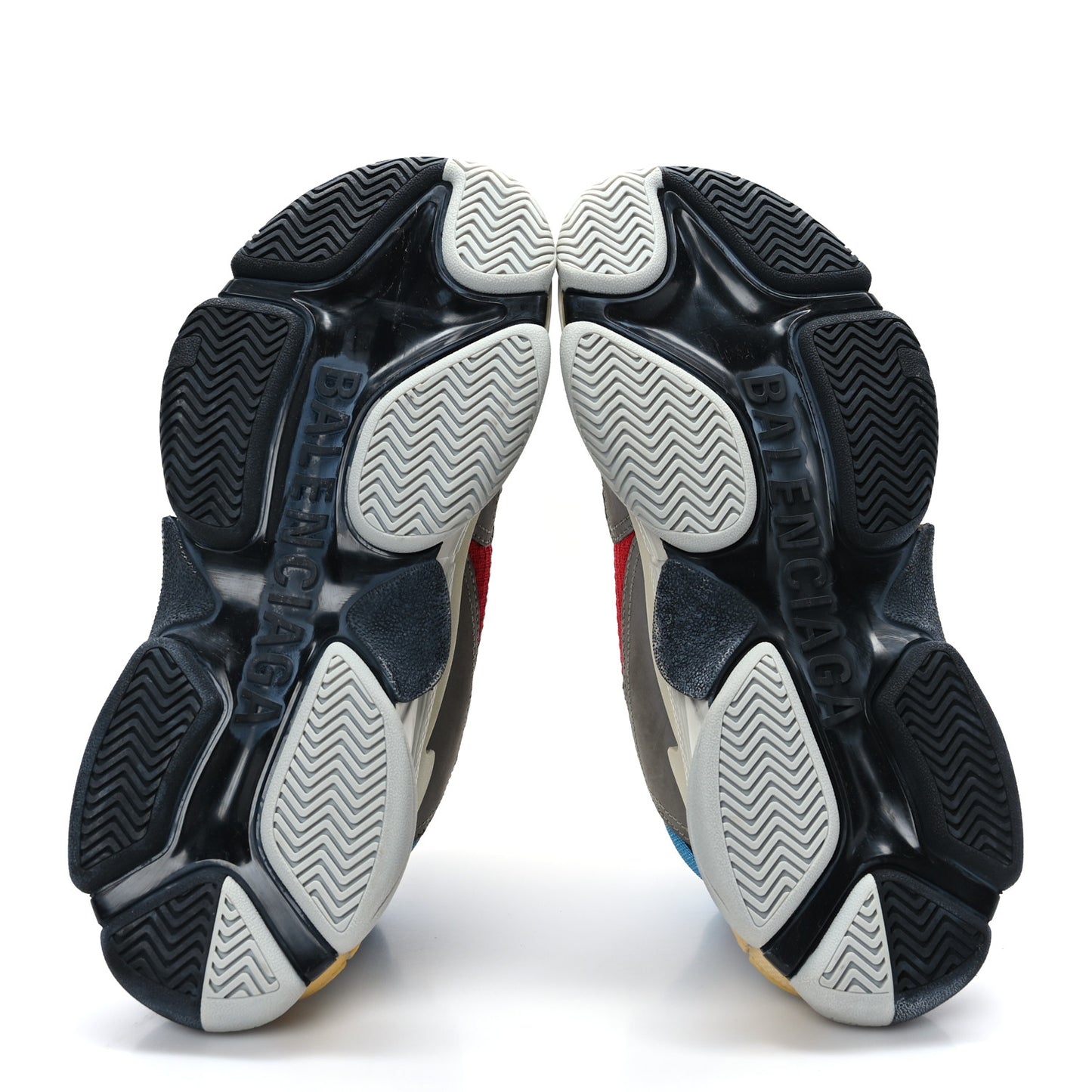 Fabric Mesh Half & Half Colorways Mens Triple S Sneakers 41 Grey Blue Rouge Jaune Black