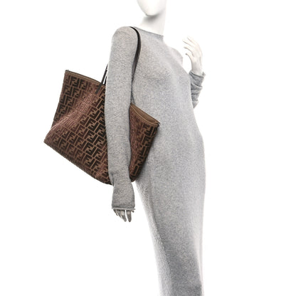 Fendi Velluto Jacquard Vitello Grace FF Large Reversible Shopping Tote Chocolate 2 of 10
