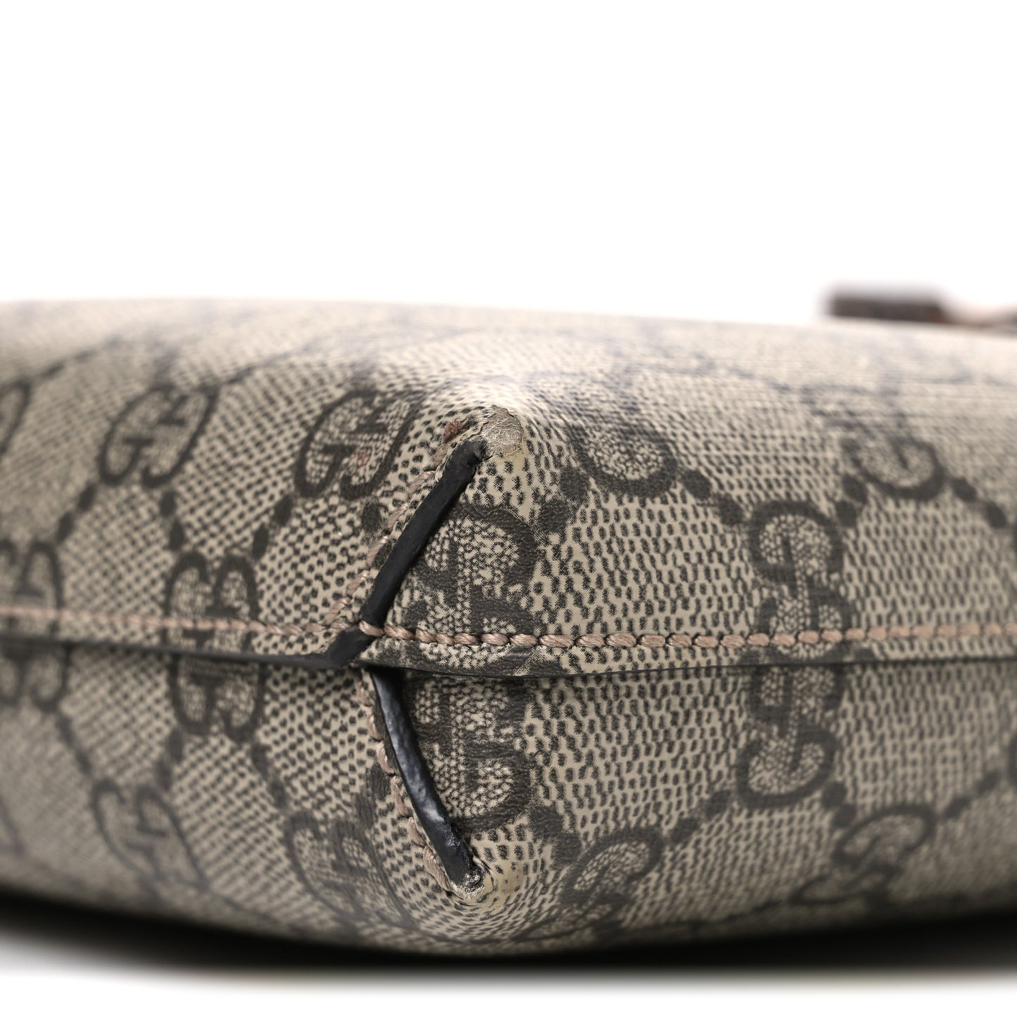 GG Supreme Monogram Azalea Calfskin Retro Interlocking G Wristlet Messenger Bag Beige Ebony Brown Sugar