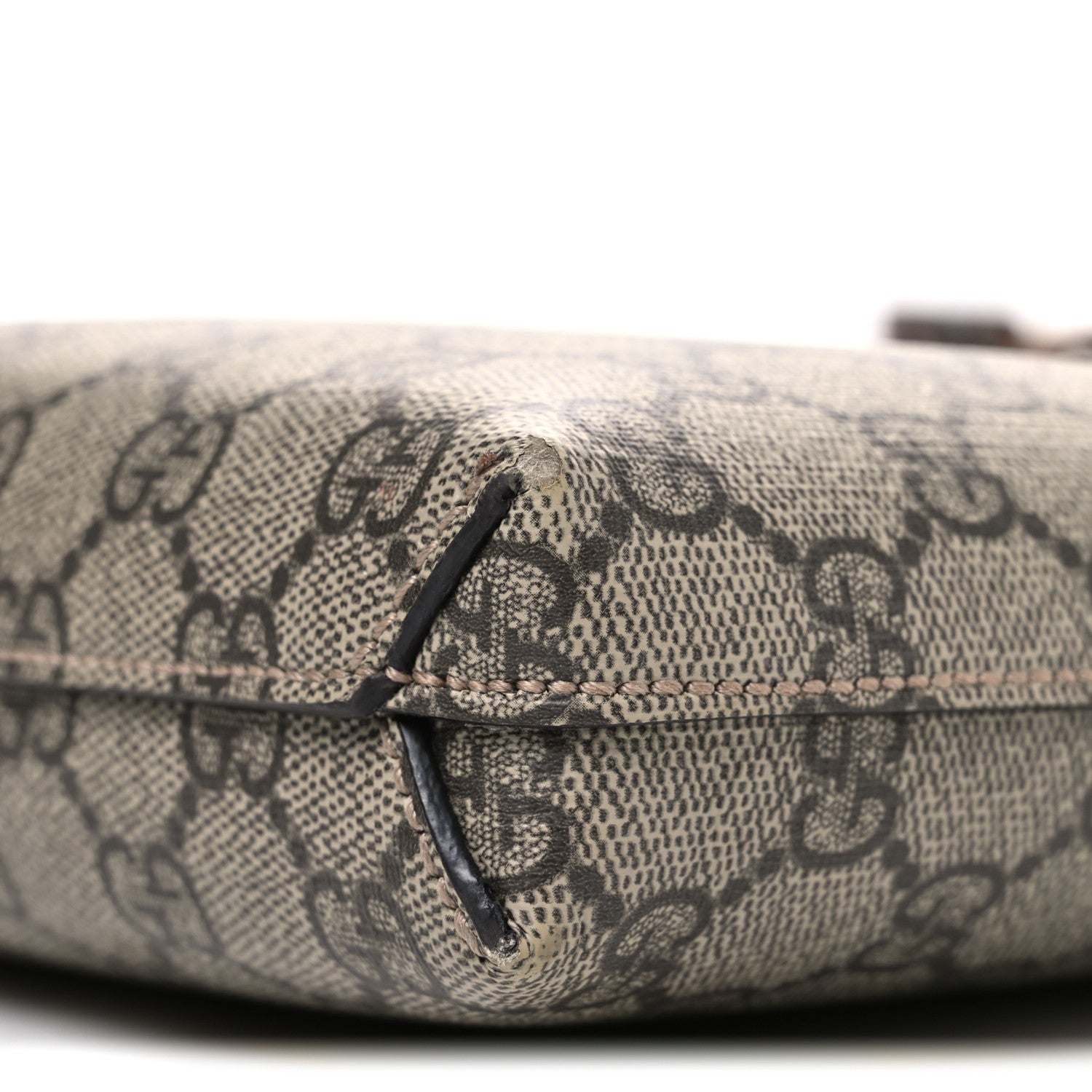Gucci GG Supreme Monogram Azalea Calfskin Retro Interlocking G Wristlet Messenger Bag Beige Ebony Brown Sugar 10 of 10