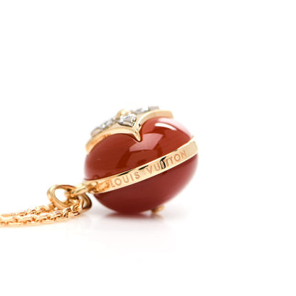 Louis Vuitton 18K Yellow Gold Diamond Cornelian B Blossom Medallion Pendant Necklace 4 of 5