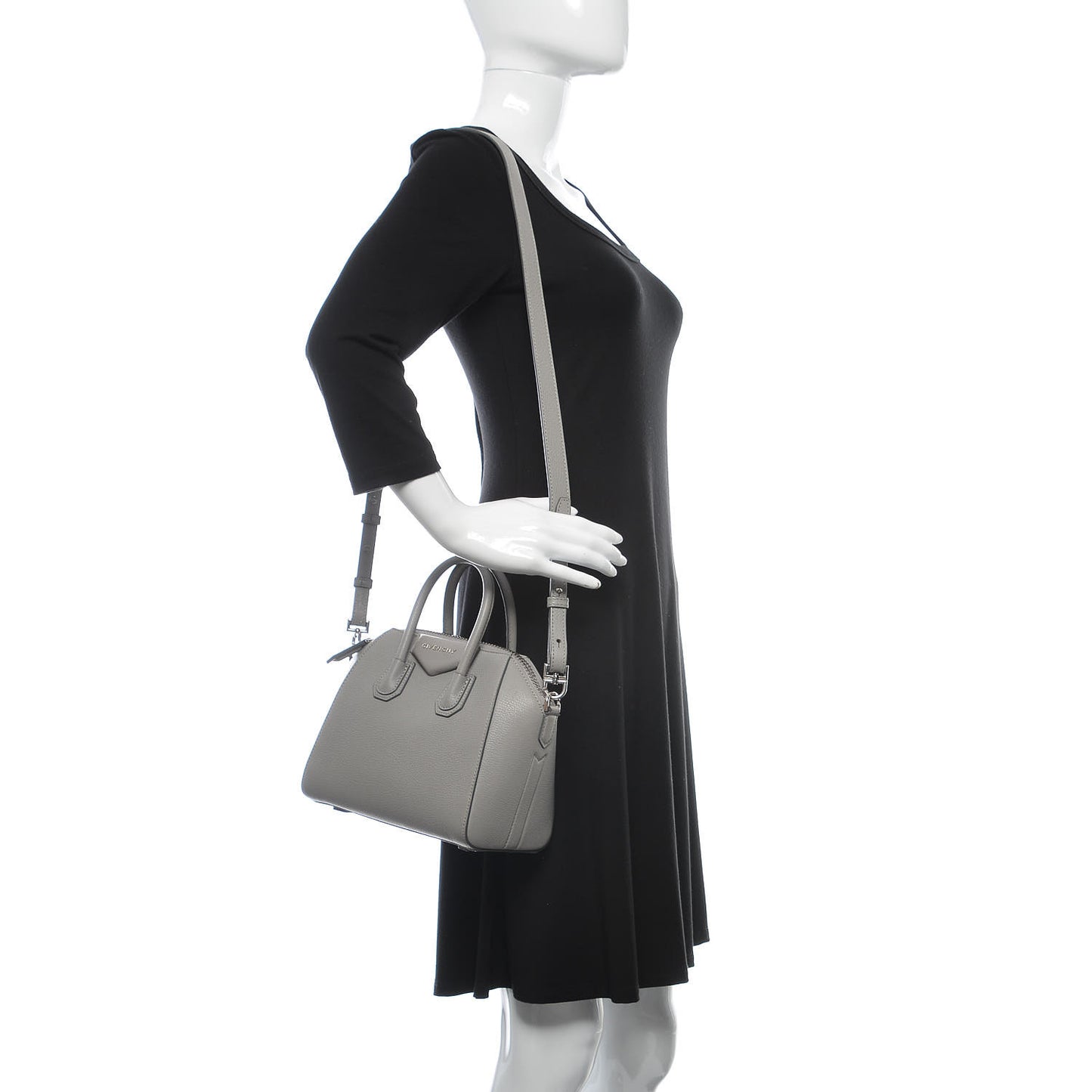 Sugar Goatskin Mini Antigona Pearl Grey
