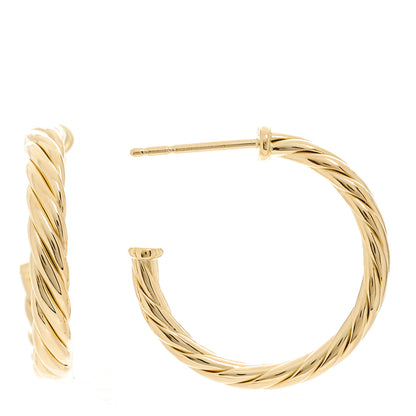 David Yurman 18K Yellow Gold Mini Cablespira Hoop Earrings 1 of 5