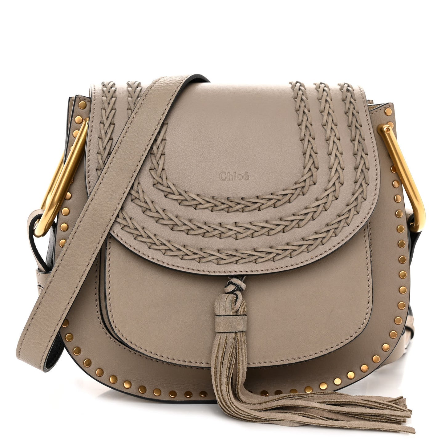 Calfskin Braided Small Hudson Shoulder Bag Motty Grey