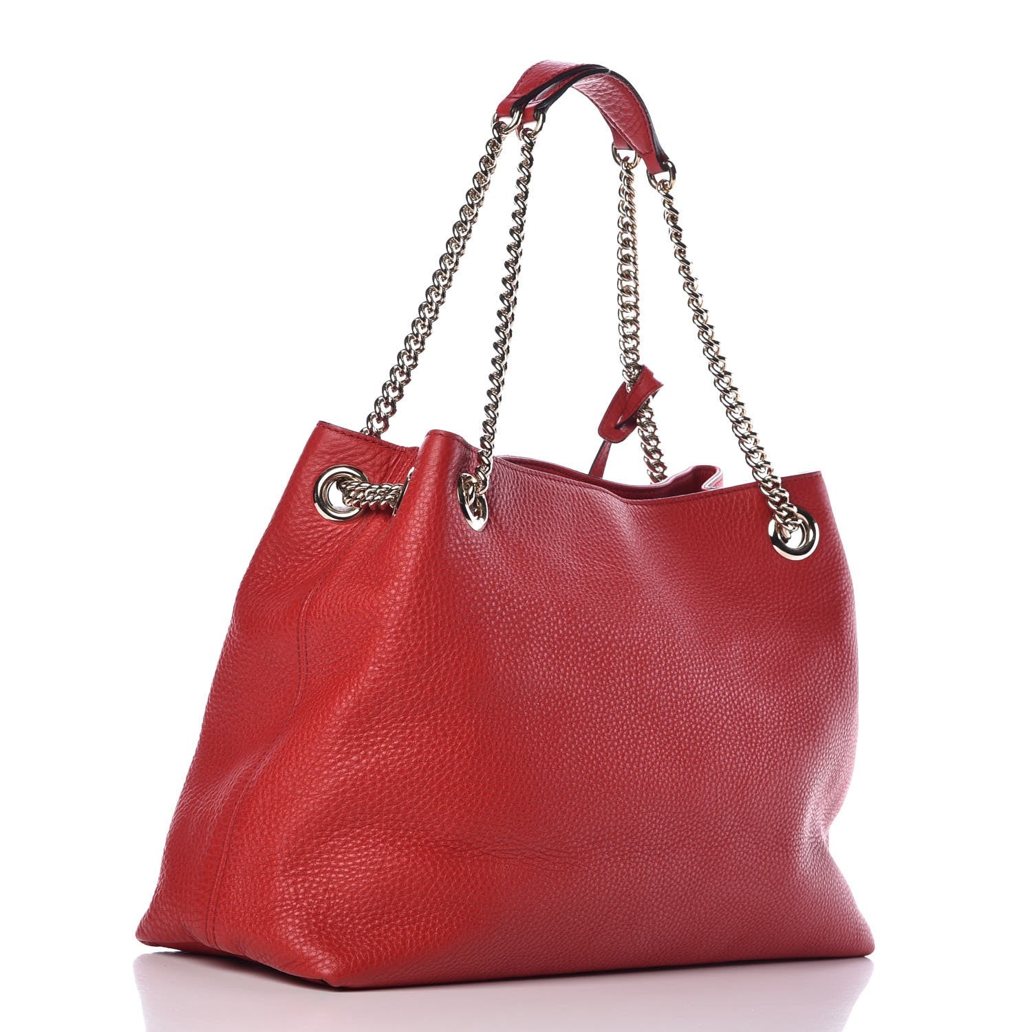 Gucci Pebbled Calfskin Medium Soho Chain Shoulder Bag Tabasco Red 3 of 8