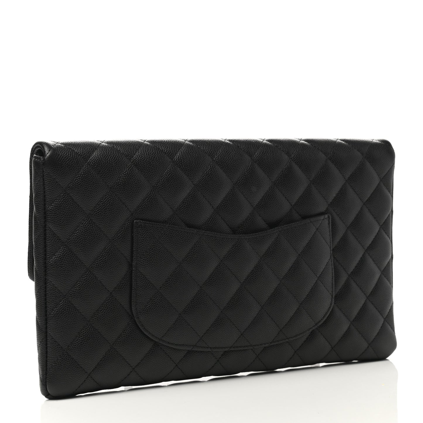 Caviar Quilted Flap Clutch Black