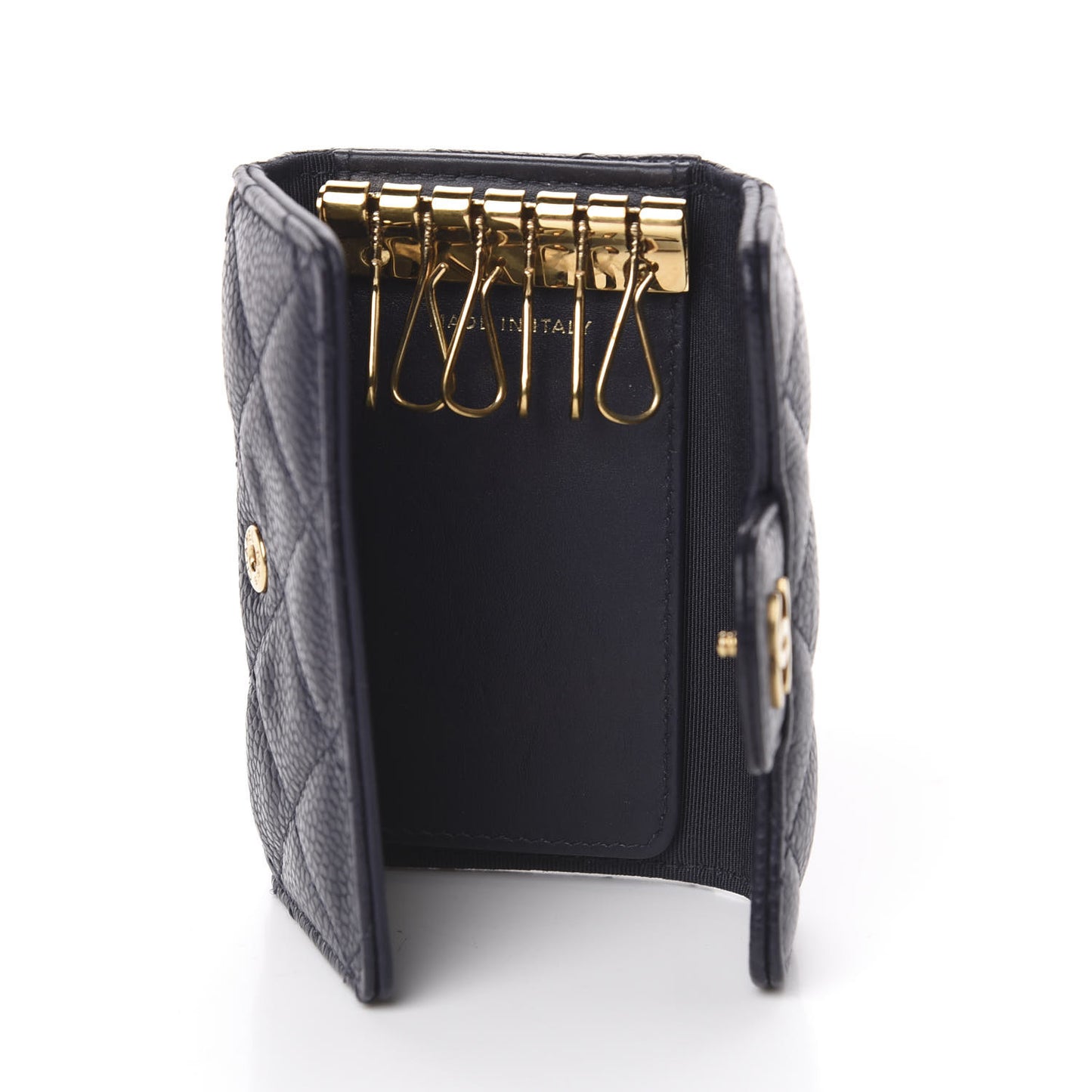 Caviar Quilted 6 Key Holder Blue