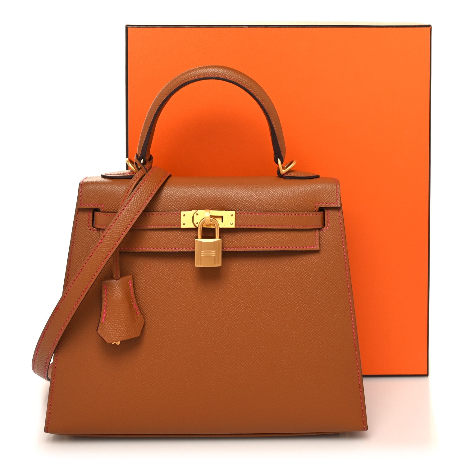 Hermes Epsom Horseshoe Kelly Sellier 25 Gold Rose Mexico 11 of 11
