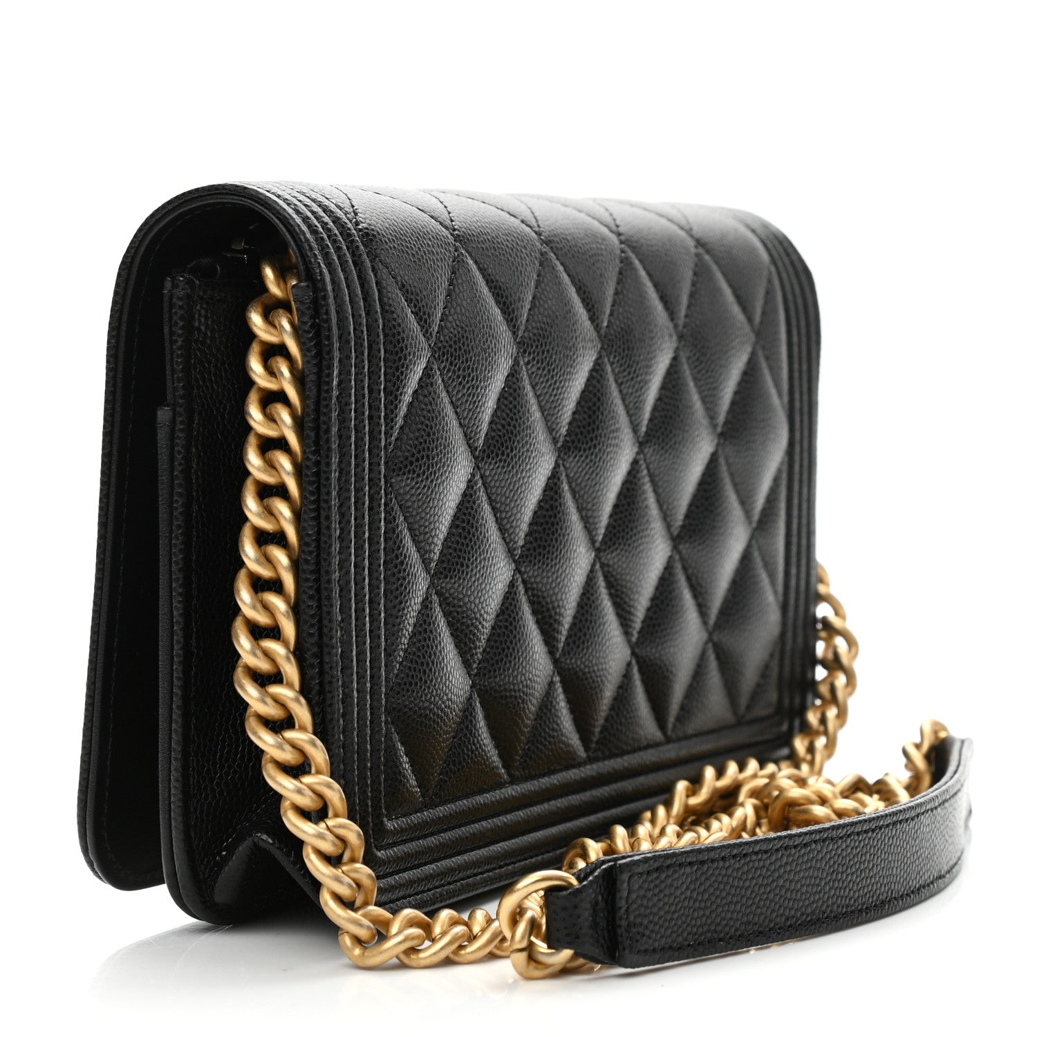 Chanel Caviar Quilted Boy Wallet On Chain WOC Black 3 of 12