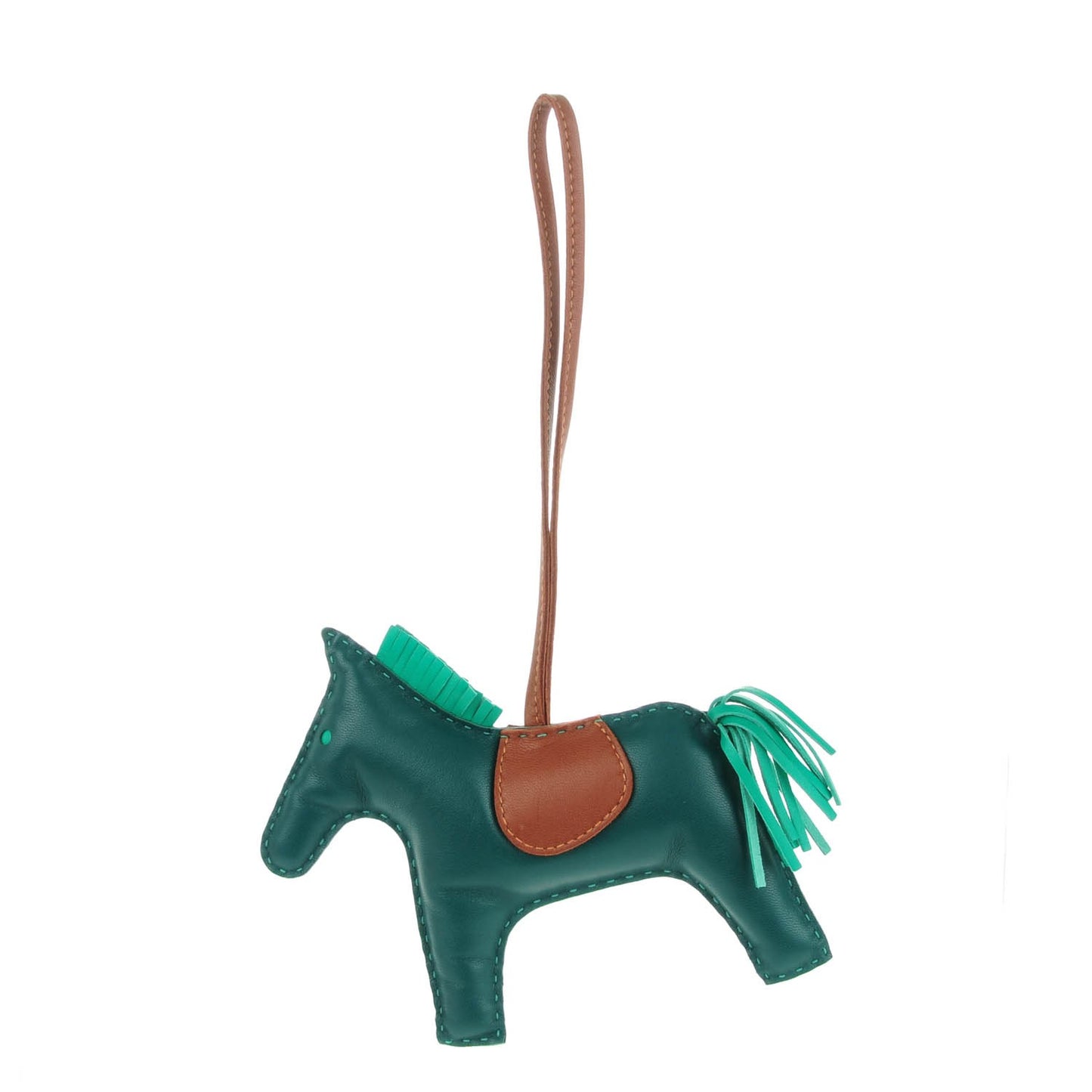 Milo Lambskin Grigri Rodeo Horse Bag Charm GM Malachite Menthe Fauve
